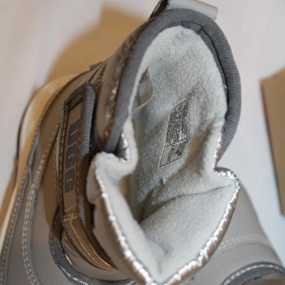 NIB UGG TODDLER GIRLS BOYS LEATHER PUFFER WATERPROOF‎ WINTER BOOTS GRAY BLACK